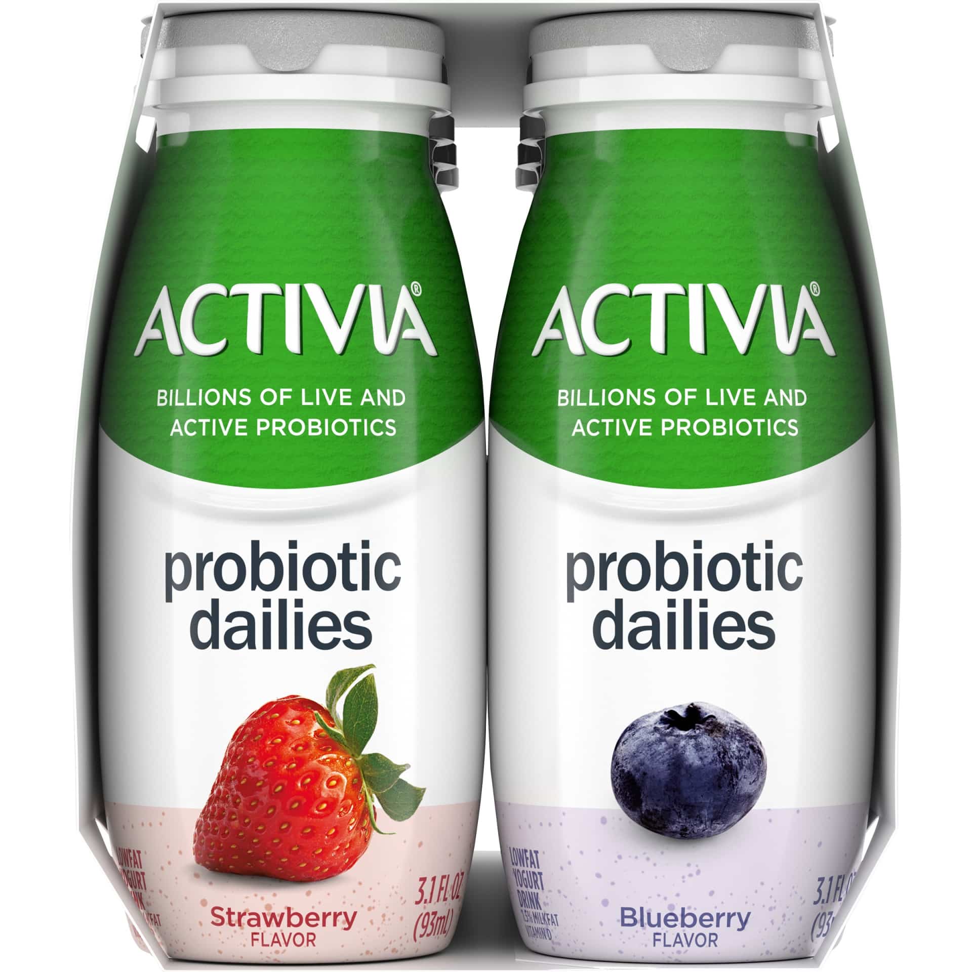 Activia Probiotic Dailies Strawberry &  Blueberry Yogurt Drink, Variety ...