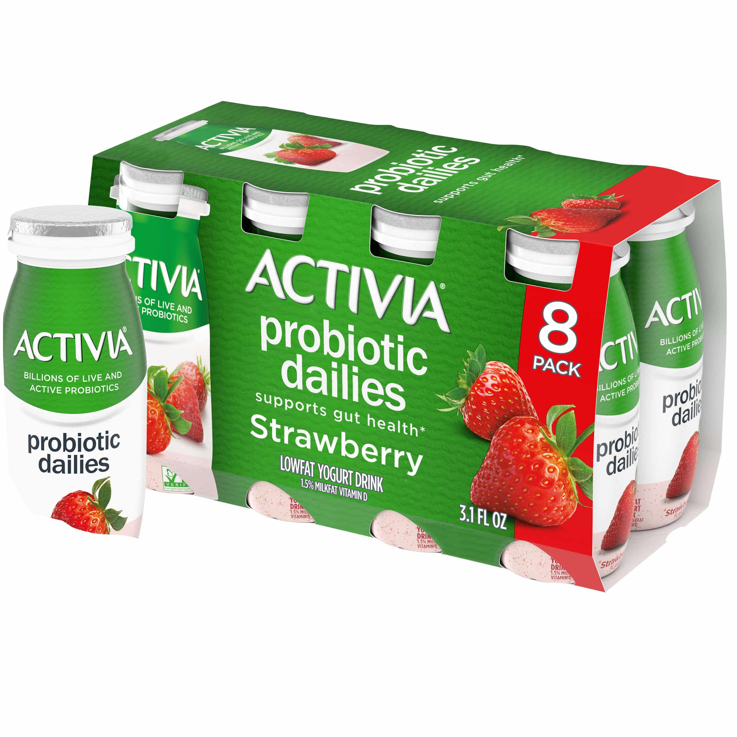 Activia Probiotic Dailies Strawberry Yogurt Drink, 3.1 Oz., 8 Count ...