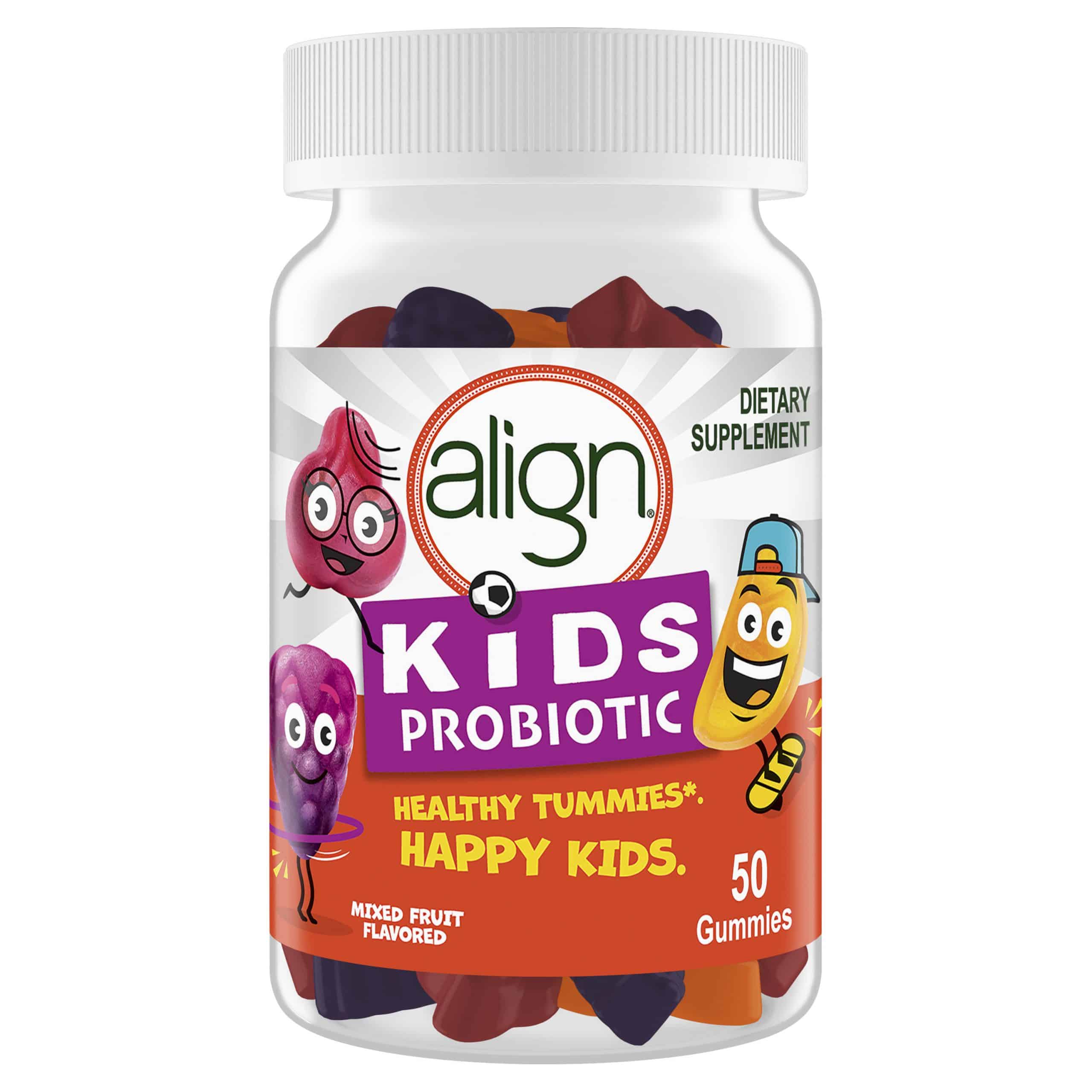 Align Kids Probiotic Supplement Gummies, Natural Fruit Flavors, 50 Ct ...