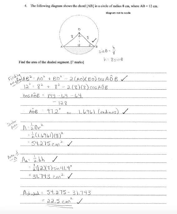 An example of a question from an IB SL Math test.