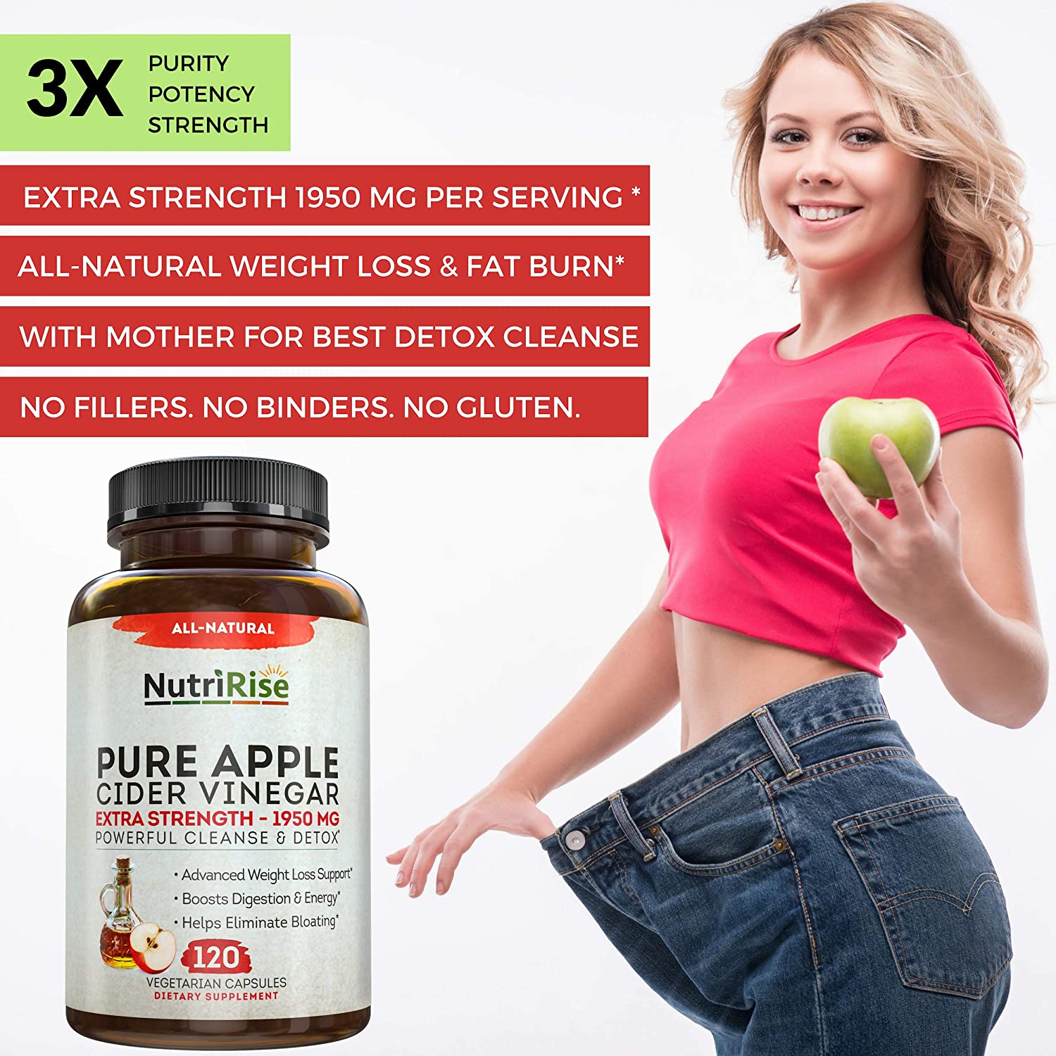 Apple Cider Vinegar Capsules for Weight Loss &  Cleanse 100 ...