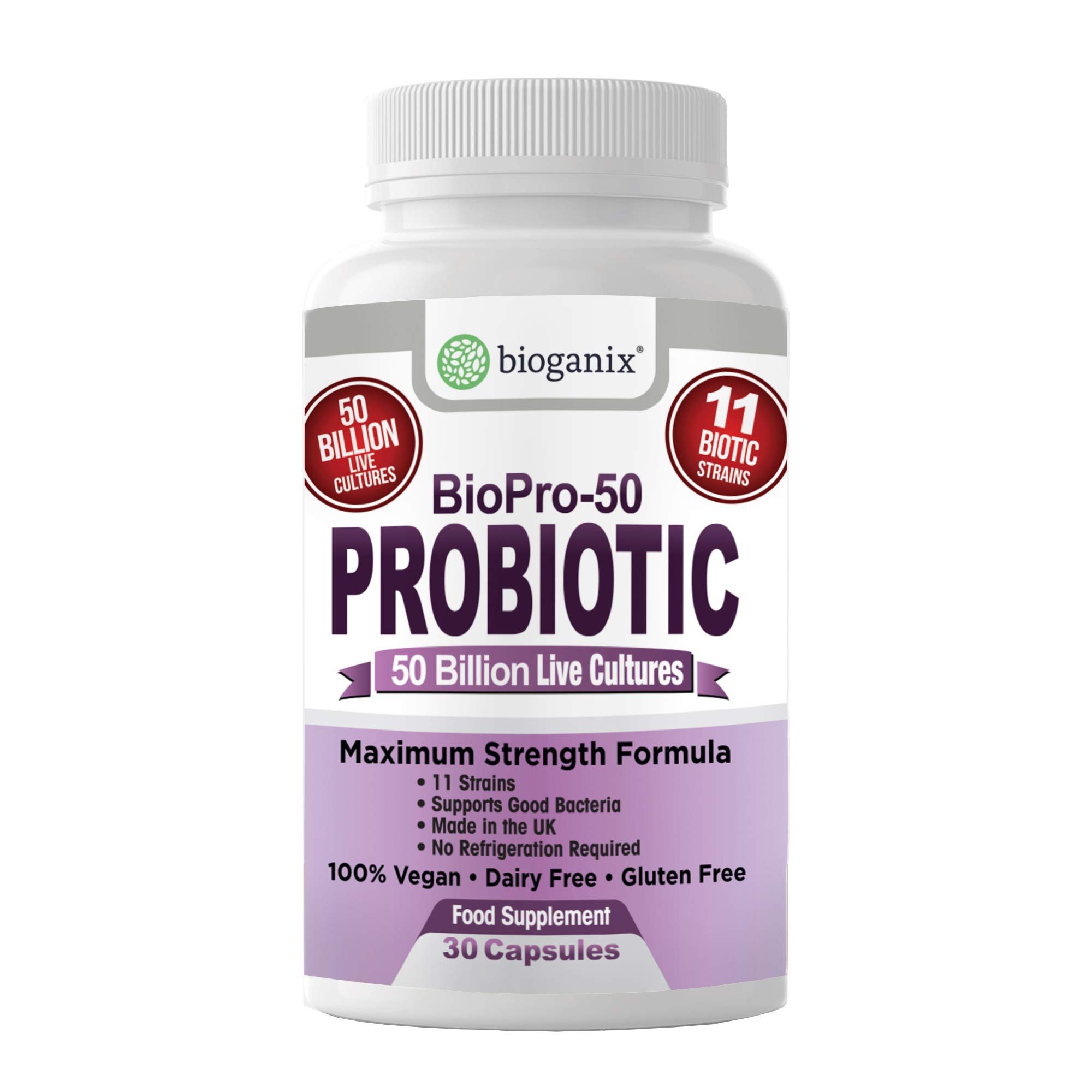 BIOPRO 50 Billion CFU Probiotic with 11 Bacteria Strains ...