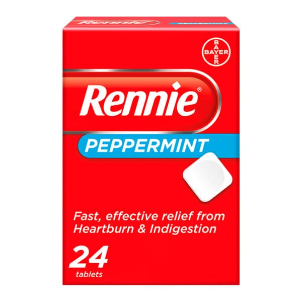 Buy Rennie Peppermint Heartburn &  Indigestion Relief 24 Tablets