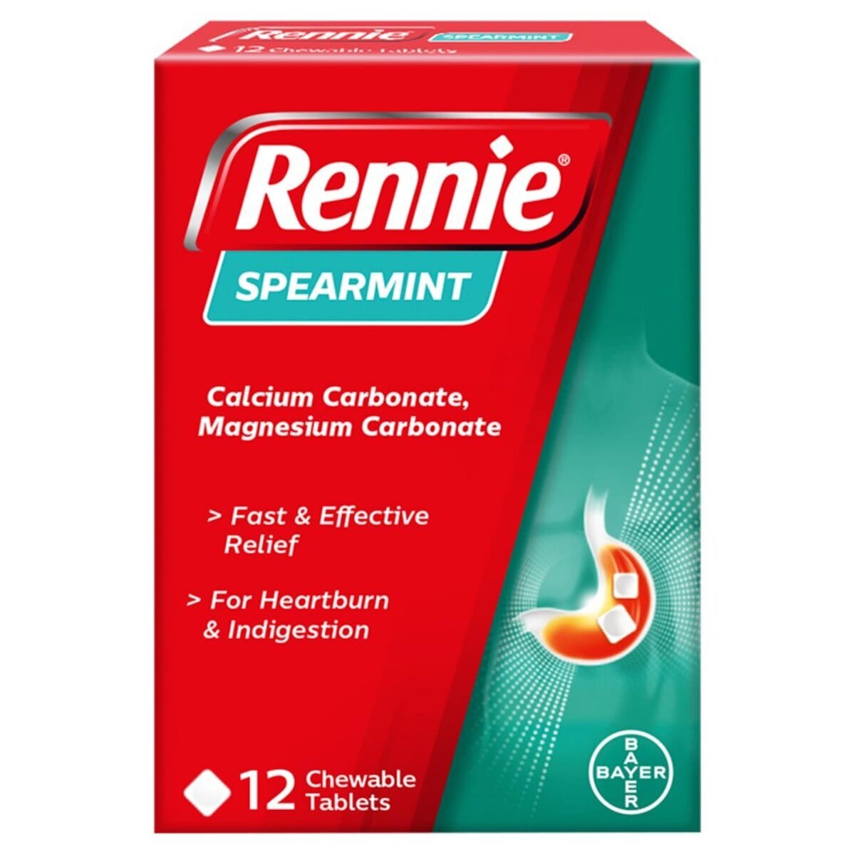 Buy Rennie Spearmint Chewable Tablets for Heartburn, 24 Tablets