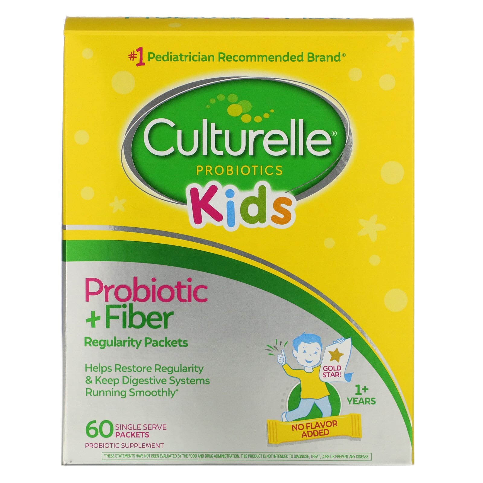 Culturelle Kids Regularity Probiotic Fiber 1 Years Unflavored 60 Single ...