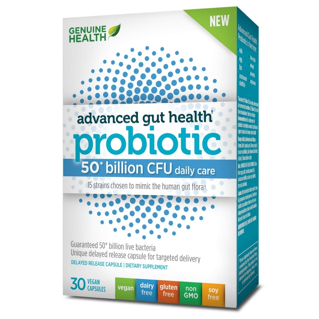 Genuine Health Advanced Gut Health Probiotics, 50 Billion CFU, 15 ...