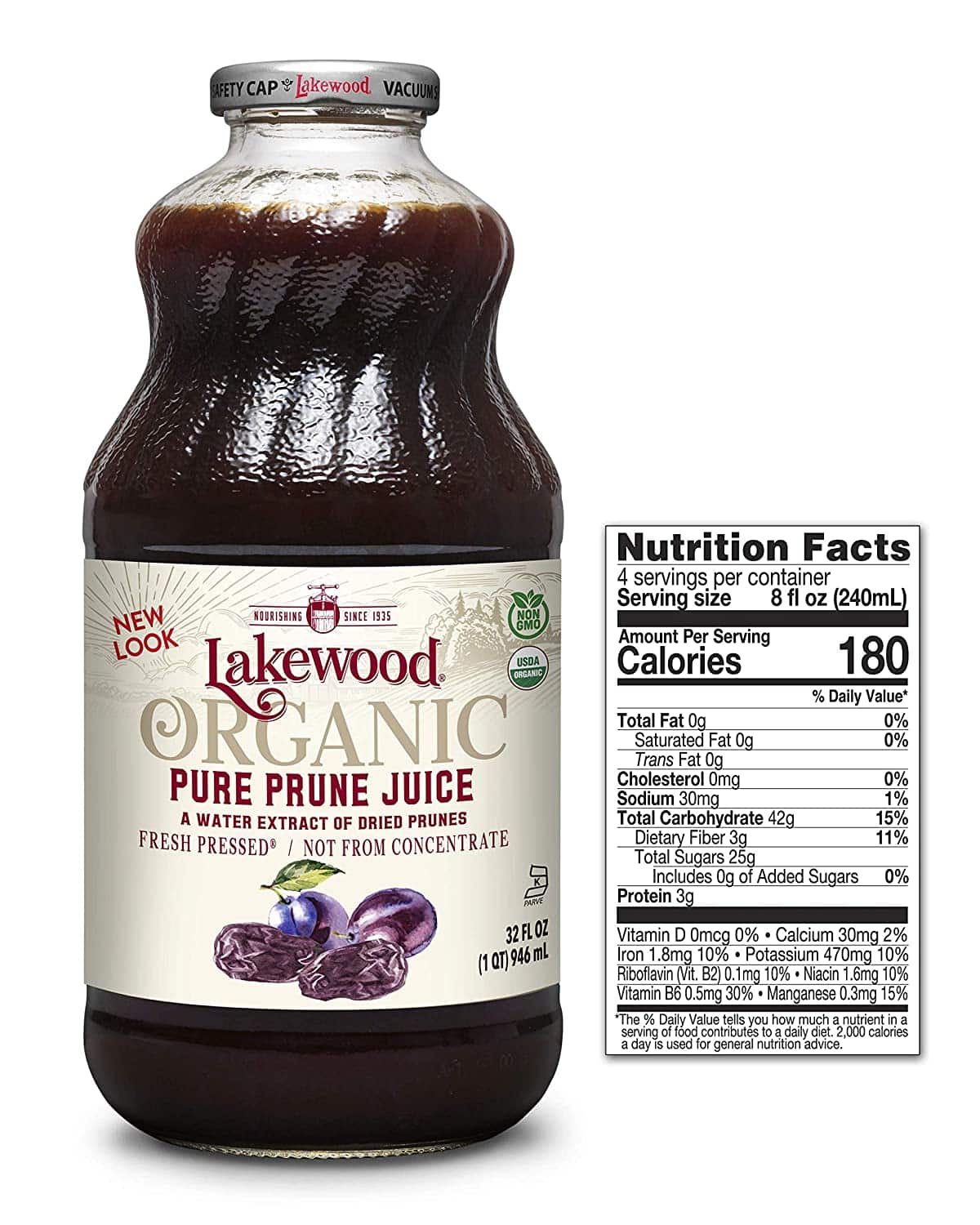 Lakewood Organic Pure Juice Prune 32 fl oz