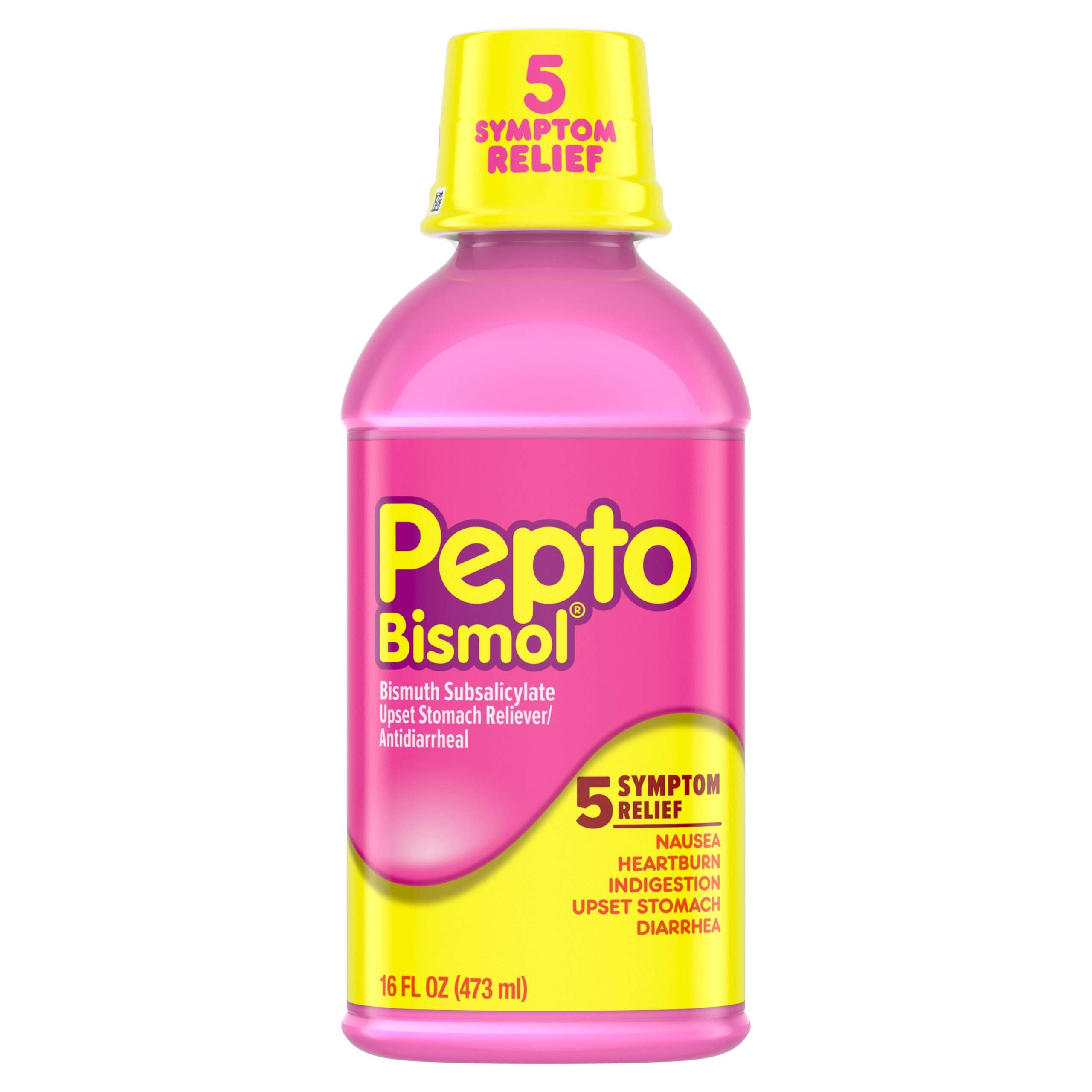 Pepto Bismol 5 Symptom Stomach Relief Liquid, Original Flavor, 16 oz ...