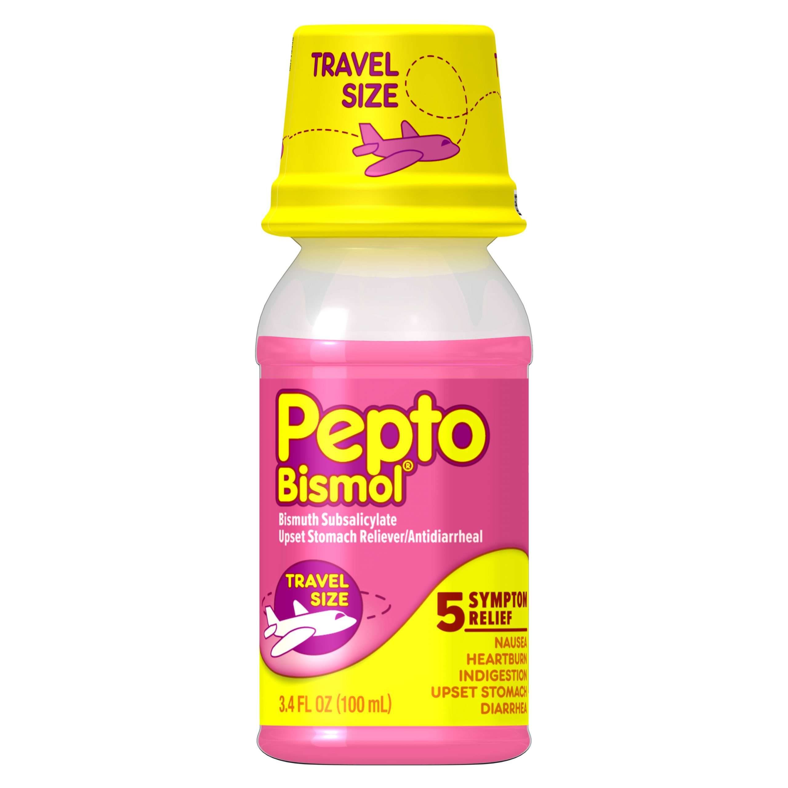 Pepto Bismol Liquid Travel Size for Heartburn Diarrhea Original 3.4oz ...