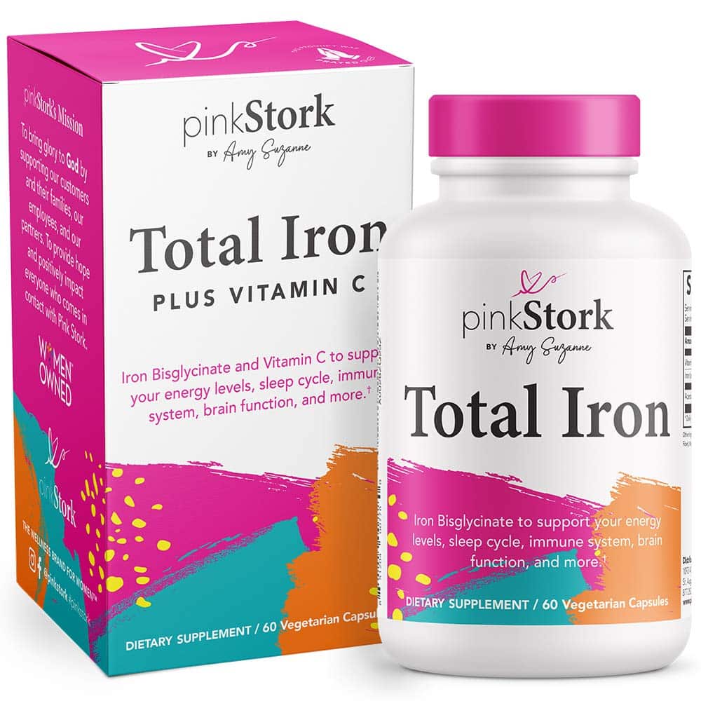 Pink Stork Total Iron: Iron Supplement with Iron Bisglycinate, Vitamin ...