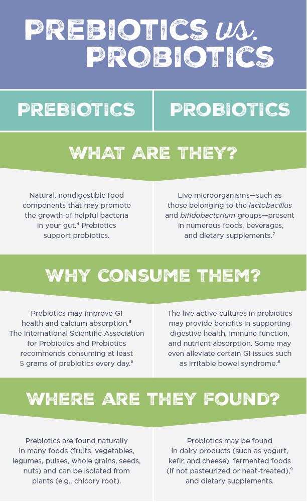 prebiotics vs probiotics infographic