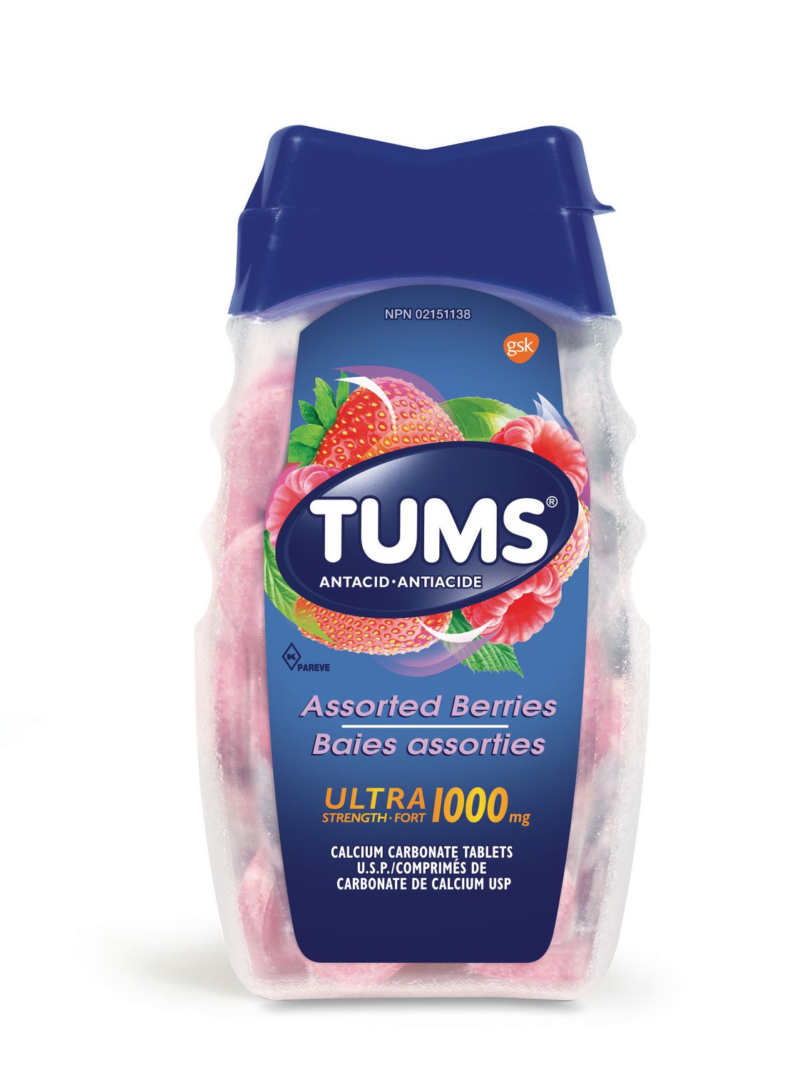 Tums Ultra Strength 1000mg Antacid for Heartburn Relief ...